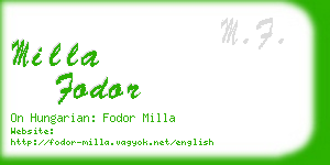milla fodor business card